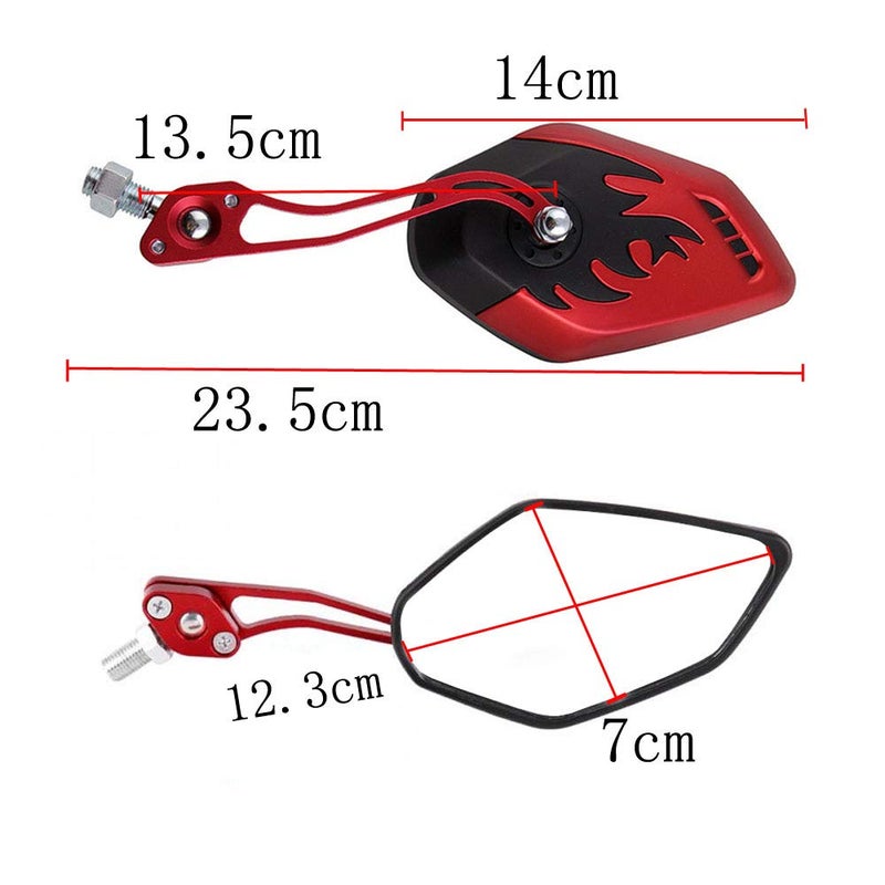 ESUPPORT Red Motorcycle Motorbike 8mm 10mm Rearview Side Mirror ATV Scooter Bike Flame Fire - Image 2